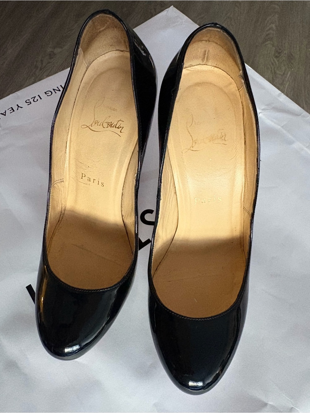 Christian Louboutin Black Patent Leather Platform Pumps with Red Soles - Picture 5 of 9